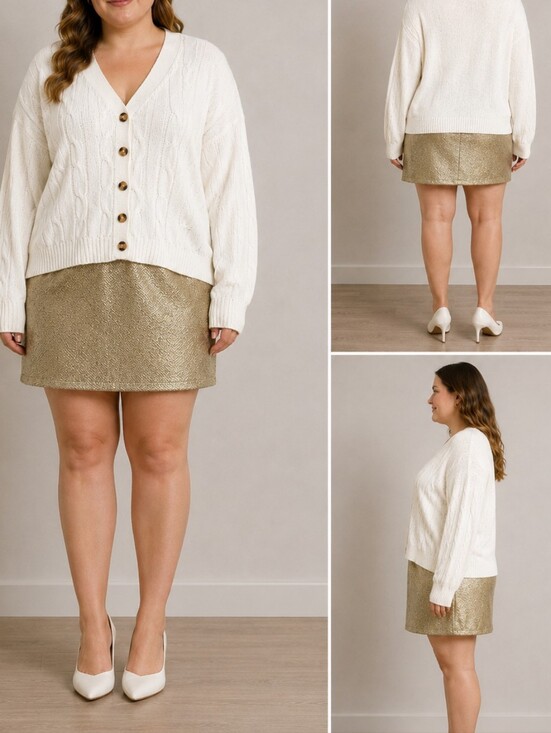 My style Sweaters - Size XL My Style Women's White Cable Knit Cardigan Sweater